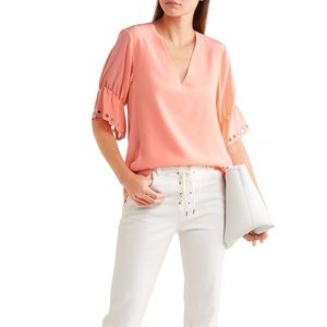 Chloe brodeire anglaise-trimmed silk blouse